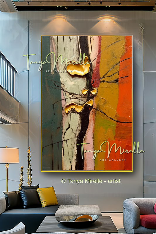Beige Orange Modern Abstract Impasto Painting #145