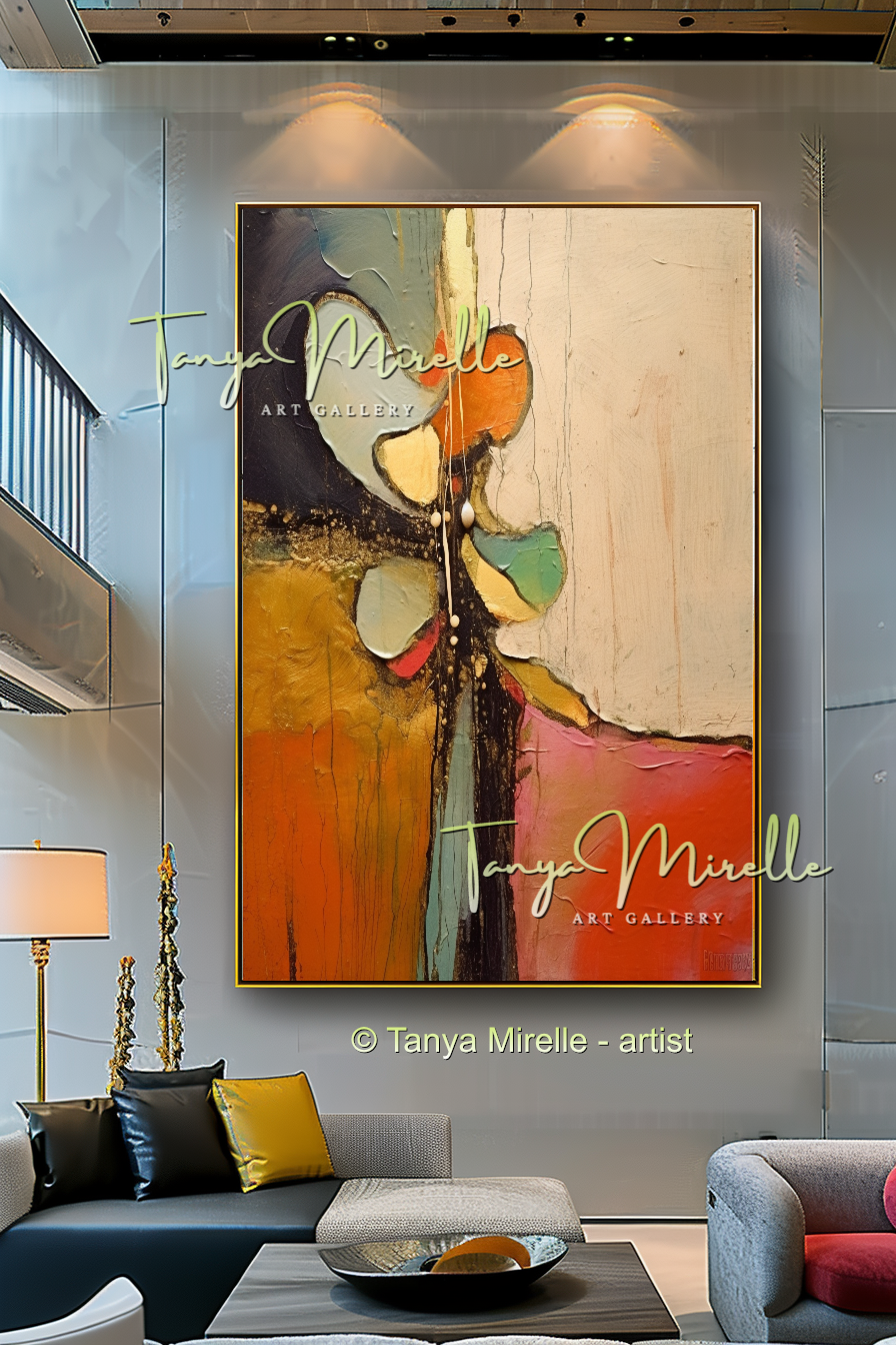 Beige Orange Modern Abstract Impasto Painting #145