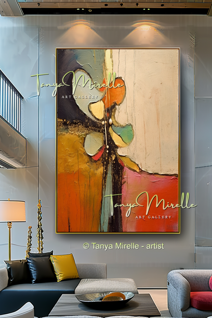 Beige Orange Modern Abstract Impasto Painting #145