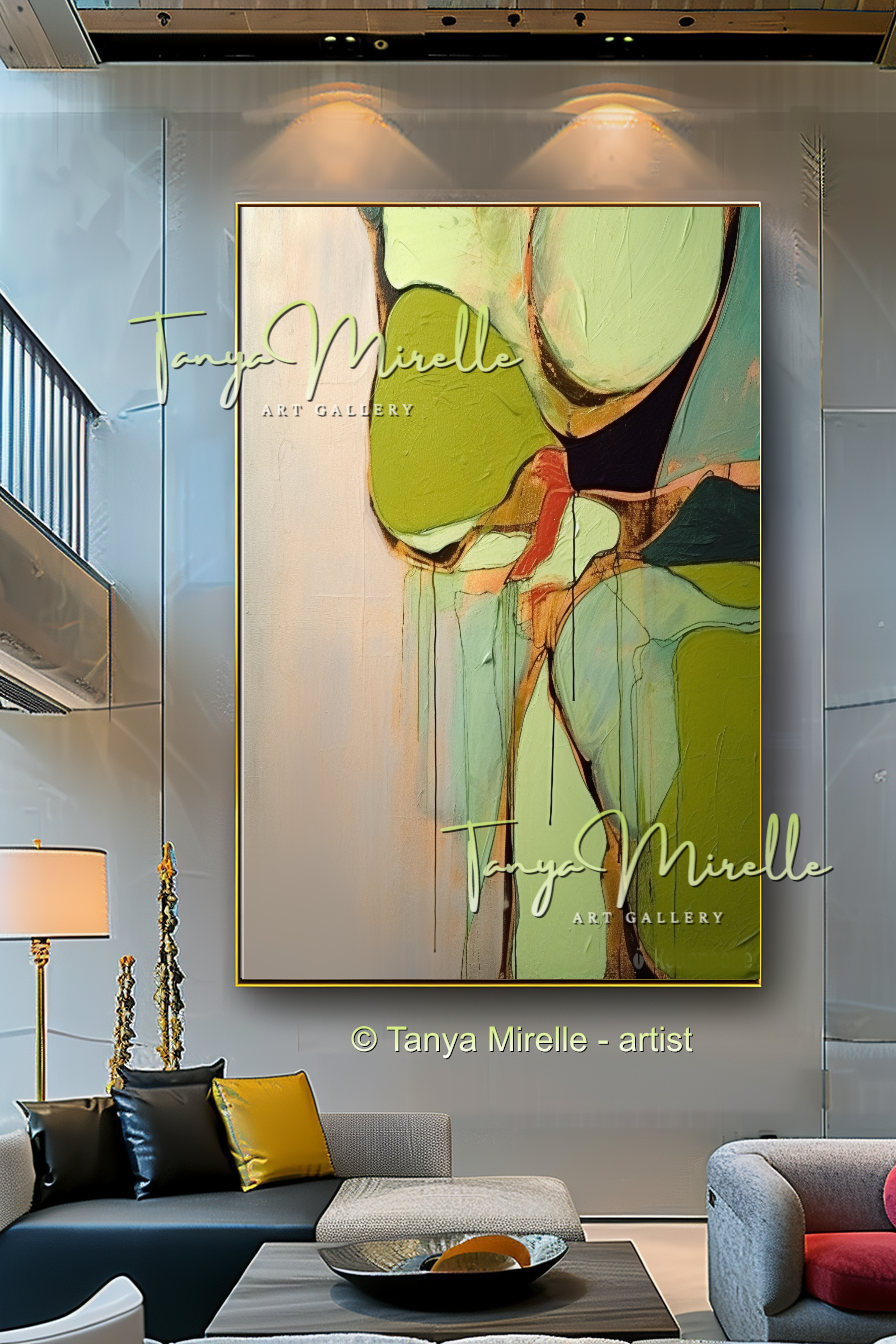 Vivid Green Modern Abstract Impasto Painting #148
