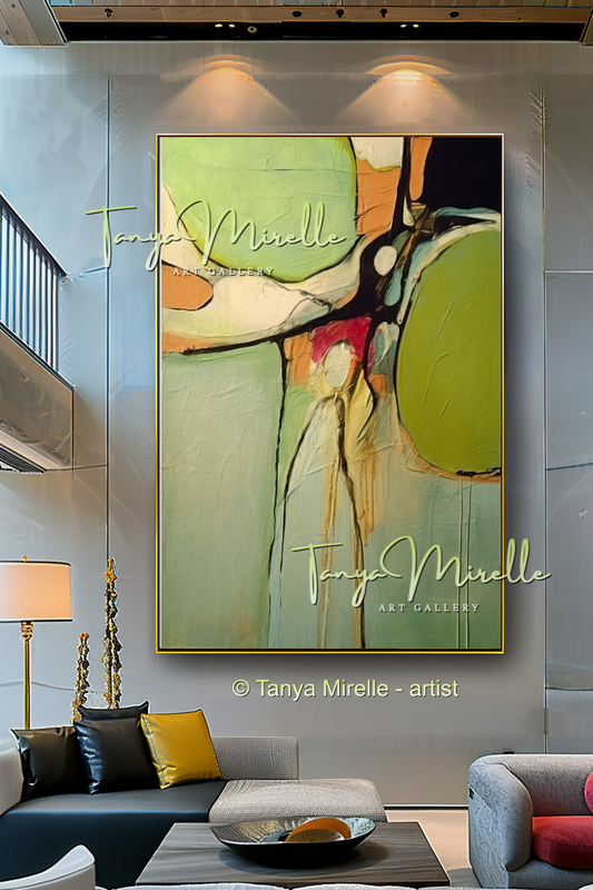 Vivid Green Modern Abstract Impasto Painting #148
