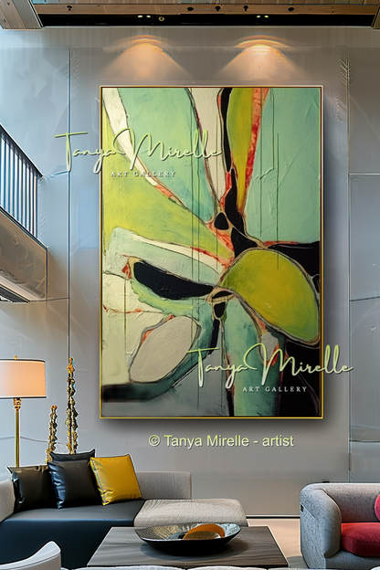 Vivid Green Modern Abstract Impasto Painting #148