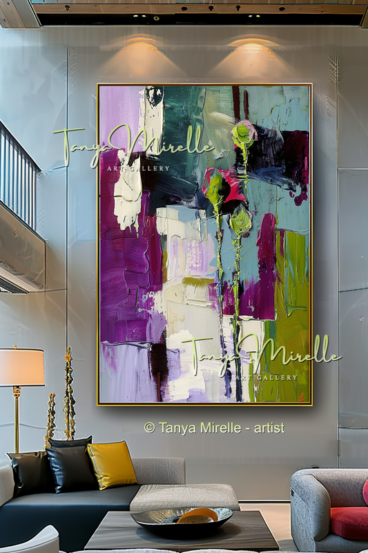 Abstract Floral Canvas - Modern Flower Wall Art #154