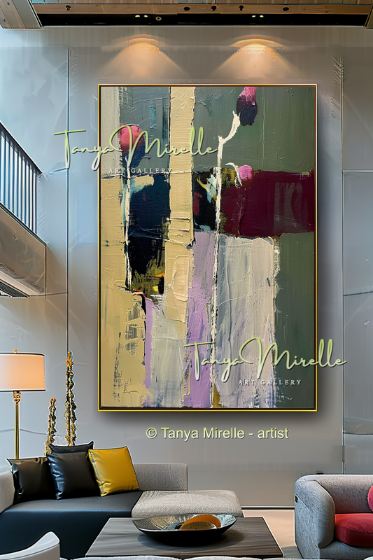 Abstract Green Canvas - Modern Floral Wall Art #155