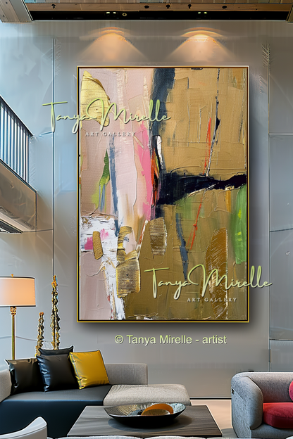 Colorful Beige Abstract Modern Wall Art #156