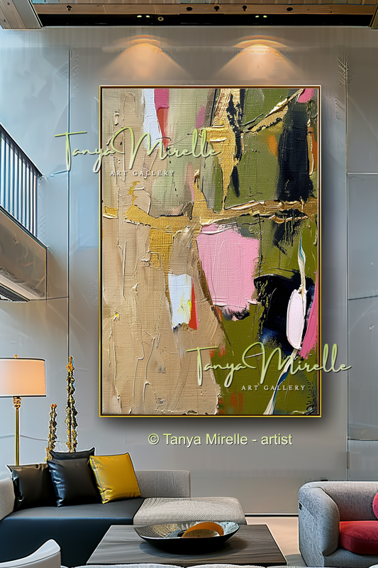 Colorful Beige Abstract Modern Wall Art #156