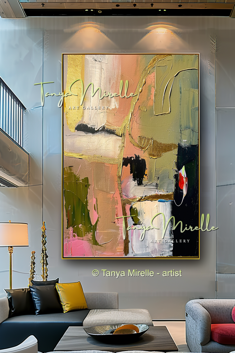 Colorful Beige Abstract Modern Wall Art #156