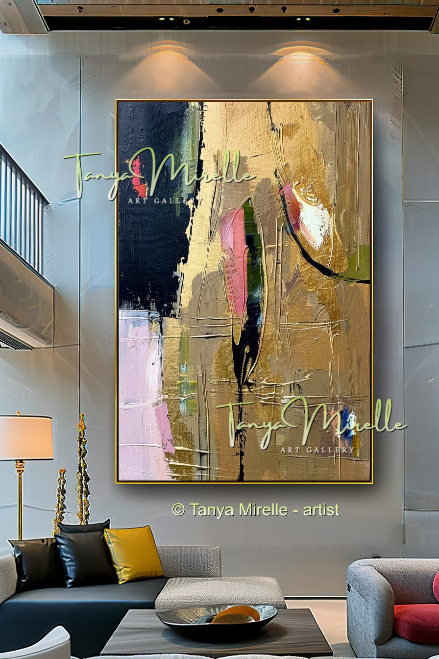 Colorful Beige Abstract Modern Wall Art #156