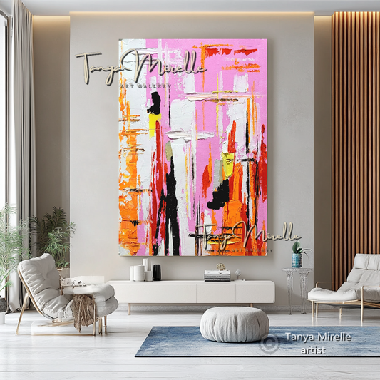 Contemporary Textured Wall Art - Colorful Abstract Oil Painting on Canvas #51