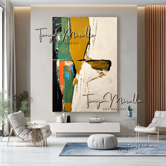 Terra Colors Abstract Impasto Painting - Textured Modern Wall Art #122