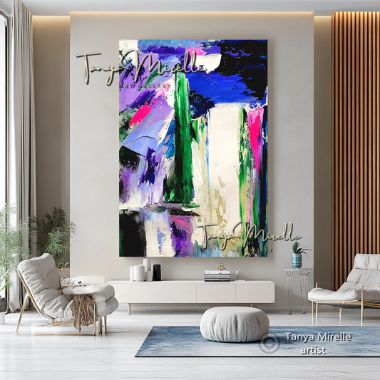 Contemporary Textured Wall Art - Colorful Abstract Oil Painting on Canvas #52