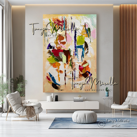 Colorful Abstract Impasto Painting - Textured Modern Wall Art #124