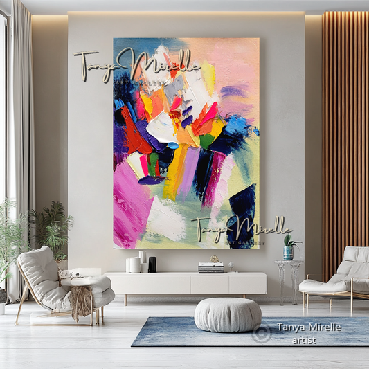 Large Abstract Impasto Painting - Colorful Modern Wall Art on Canvas #70