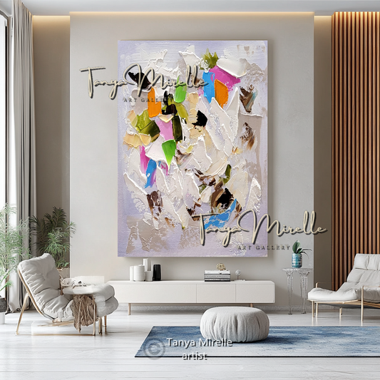 Colorful Abstract Impasto Painting - Textured Modern Wall Art on Canvas #86
