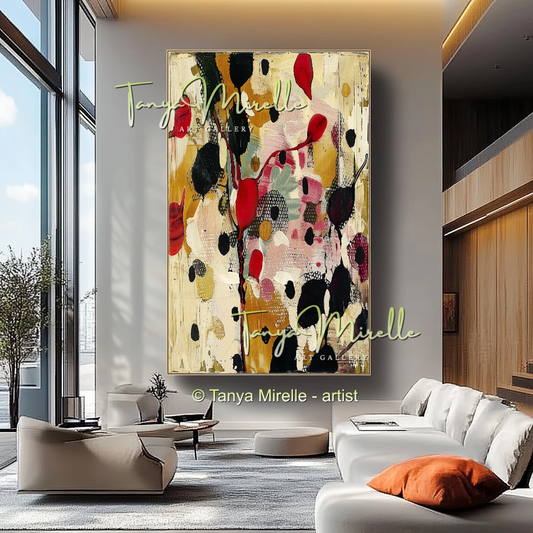 Dinamatic Red and Green Abstract Impasto Painting #209