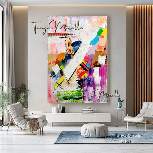 Large Abstract Impasto Painting - Colorful Modern Wall Art on Canvas #71