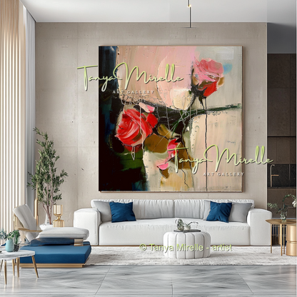 Floral Abstract Painting - Modern Flower Wall Art #161
