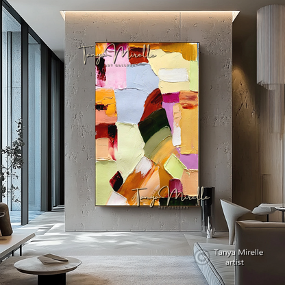 Large Abstract Impasto Painting - Colorful Modern Wall Art on Canvas #72