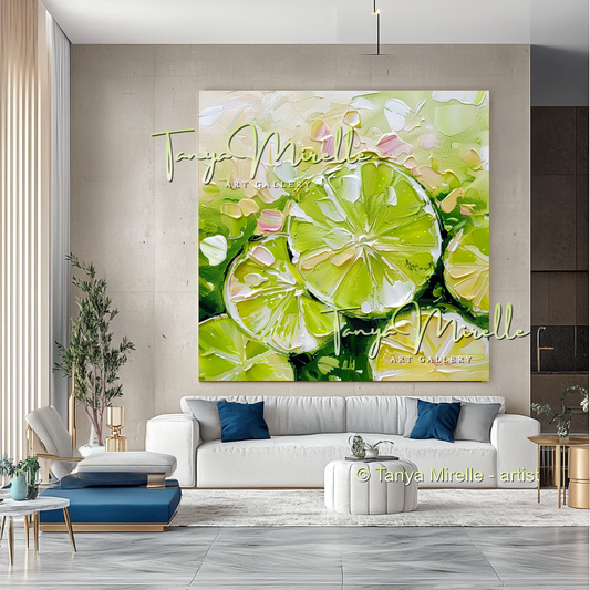 Citron Abstract Oil Painting Canvas, Kitchen Wall Decor #276