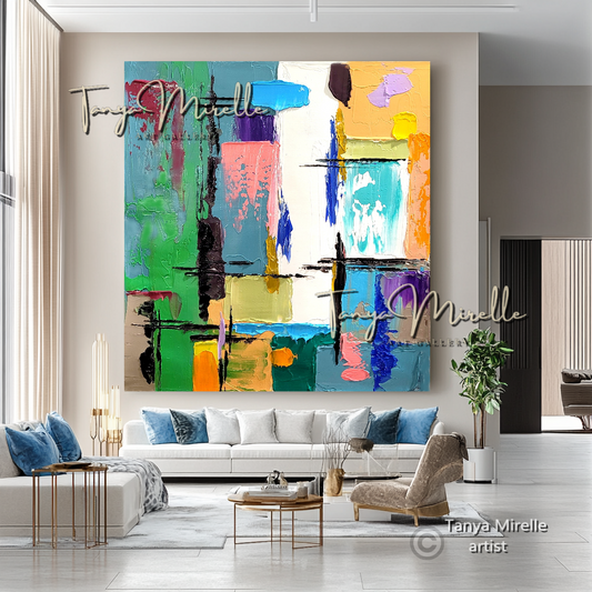 Colorful Abstract Impasto Painting - Textured Modern Wall Art on Canvas #88