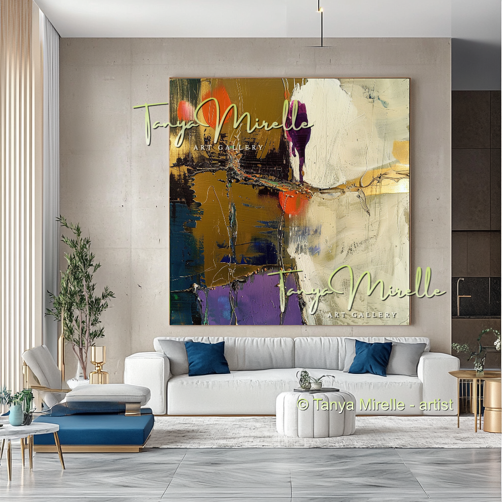 Green Gold Impasto Abstract Art - Modern Wall Art #191