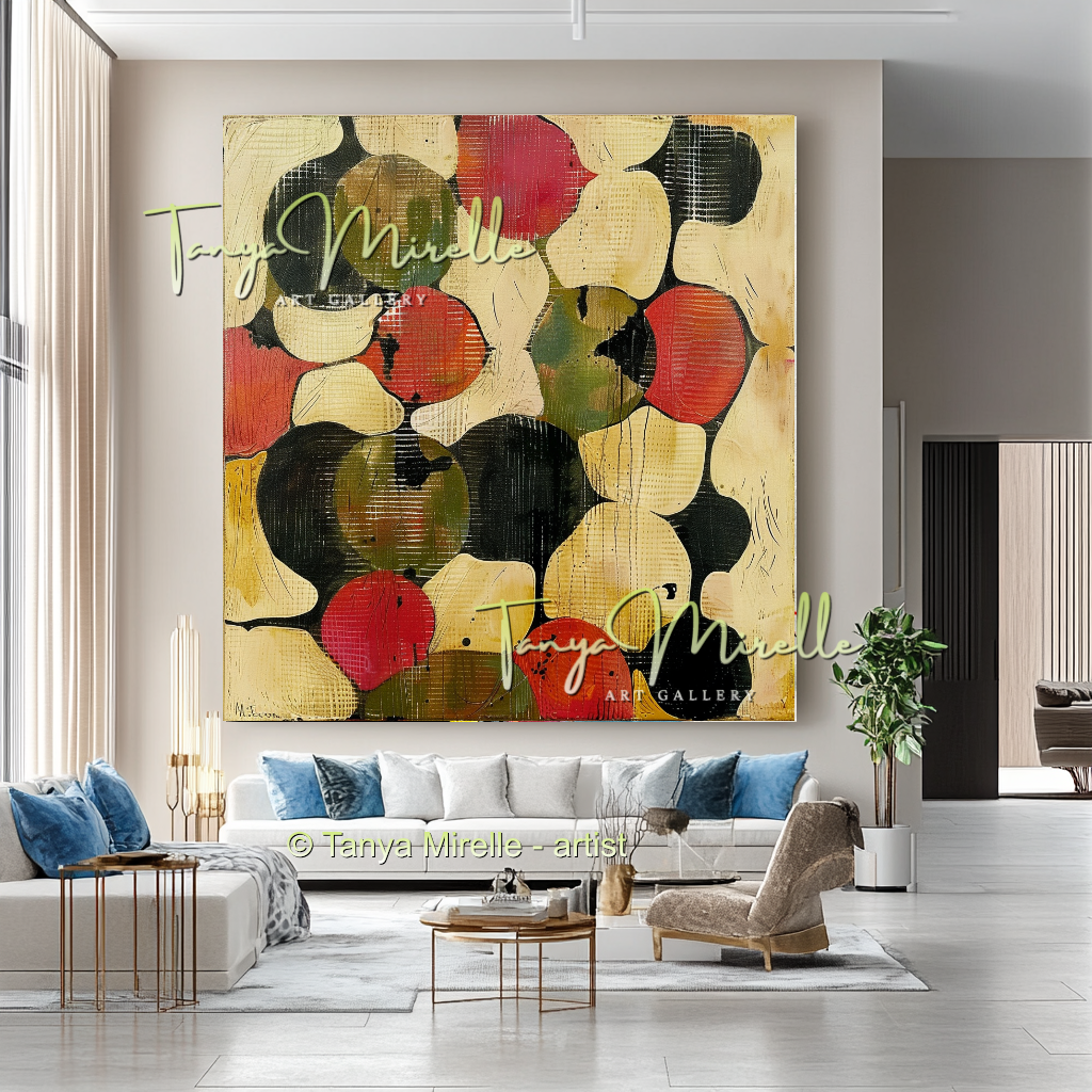 Dinamatic Red and Green Abstract Impasto Painting #209