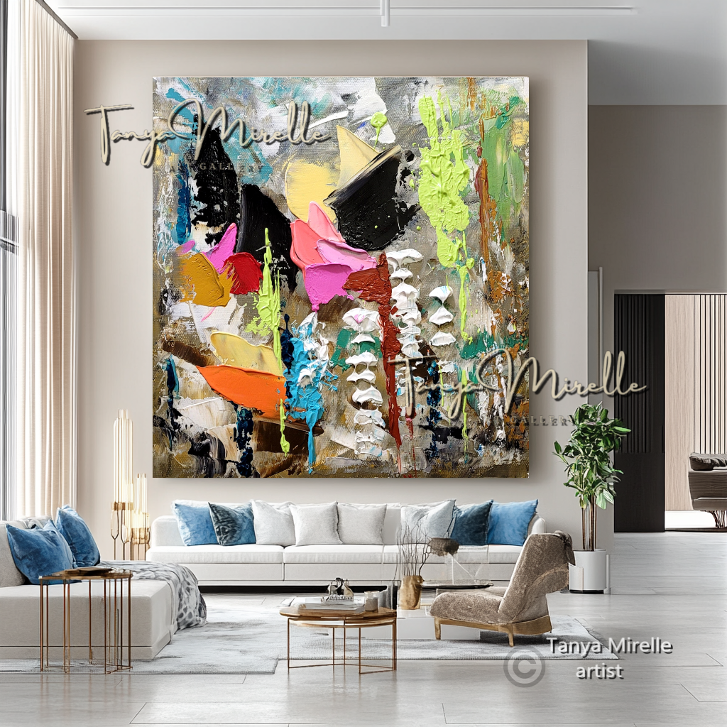 Large Abstract Impasto Painting - Textured Contemporary Wall Art Canvas #91