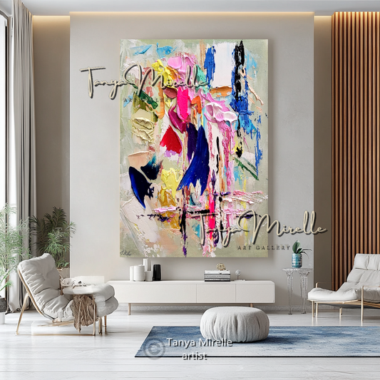 Colorful Abstract Impasto Painting - Textured Modern Wall Art on Canvas #89