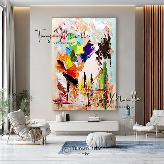 Large Abstract Impasto Painting - Textured Contemporary Wall Art Canvas #93