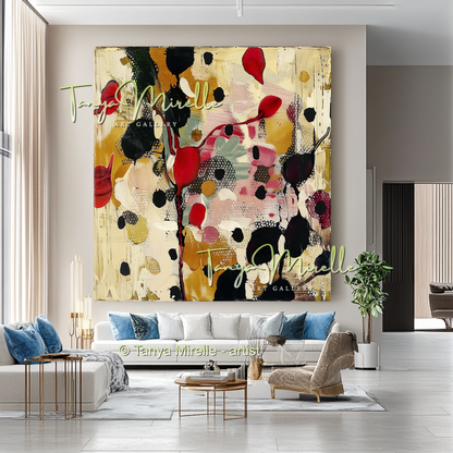 Dinamatic Red and Green Abstract Impasto Painting #209