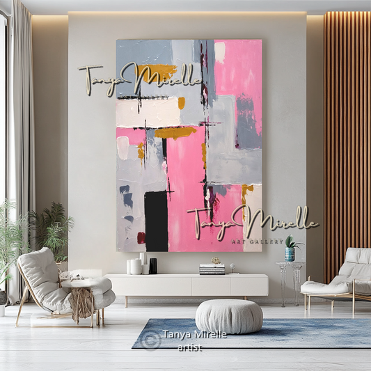 Minimalist Abstract Impasto Painting - Pastel Colors Modern Wall Art on Canvas #80