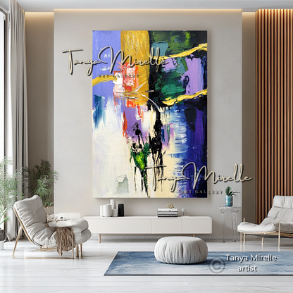 Vibrant Colorful Wall Art -  Modern Abstract Textured Painting #140