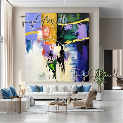 Vibrant Colorful Wall Art -  Modern Abstract Textured Painting #140
