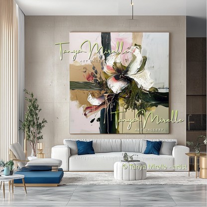 Large Abstract Floral Oil Painting - Modern Wall Art #187