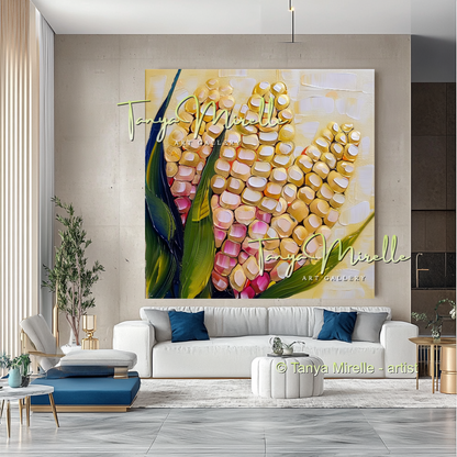 Abstract Popcorn Oil Painting on Canvas #283
