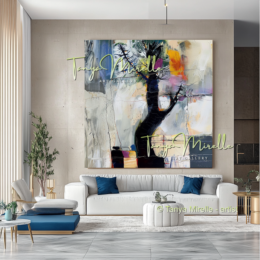 Abstract Tree Impasto Oil Painting on Canvas #284