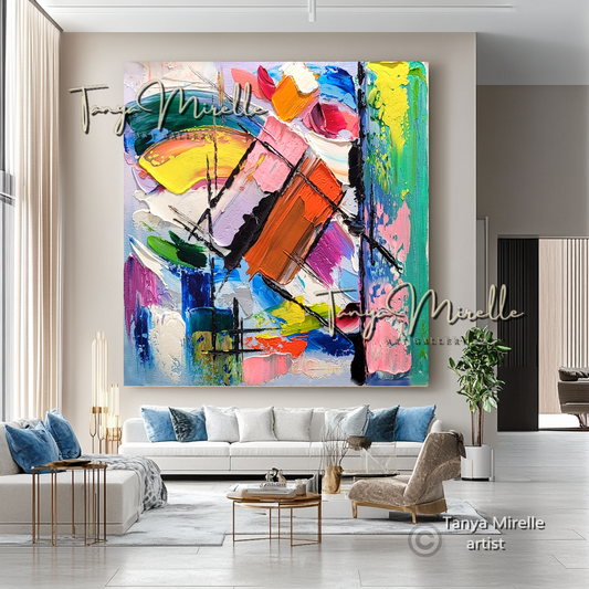 Vivid Abstract Impasto Painting - Colorful Modern Wall Art on Canvas #78