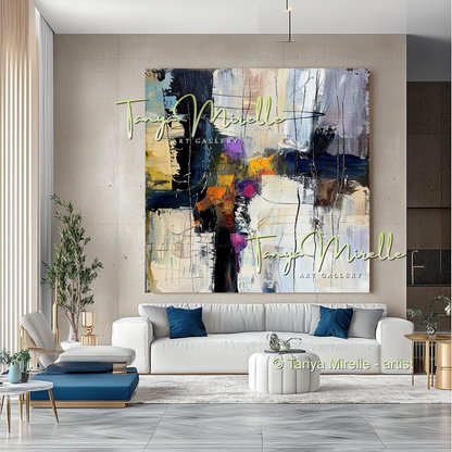 Vivid Abstract Tree Impasto Oil Painting on Canvas #285