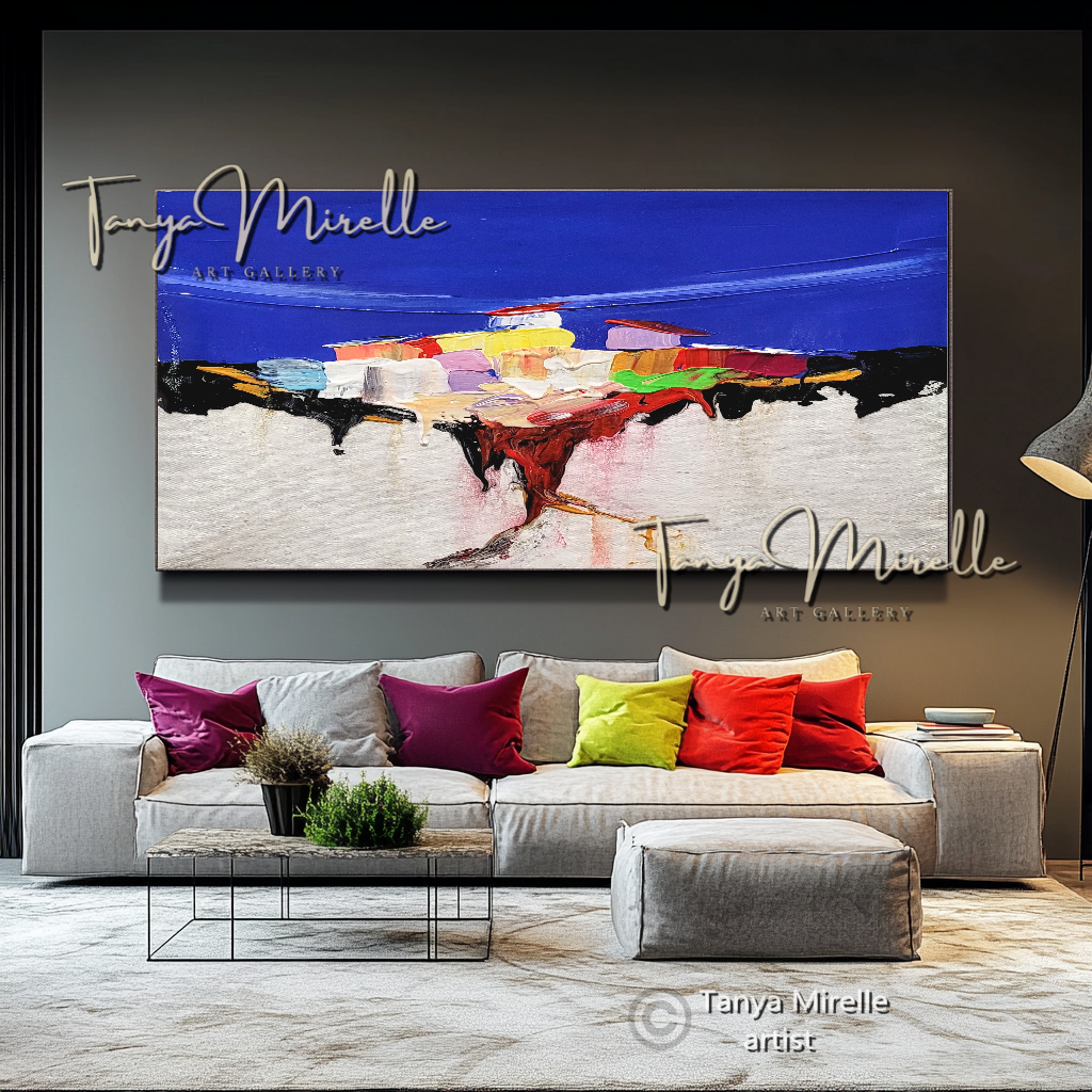 Tuscany Countryside – Vibrant Mediterranean Skyline Oil Painting on Canvas #46
