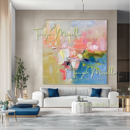 Pastel Minimalist Oil Painting for Luxury Interiors #293
