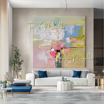 Pastel Minimalist Oil Painting for Luxury Interiors #293