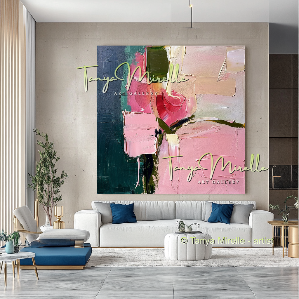 Nature-Inspired Abstract Impasto Flower Painting #295