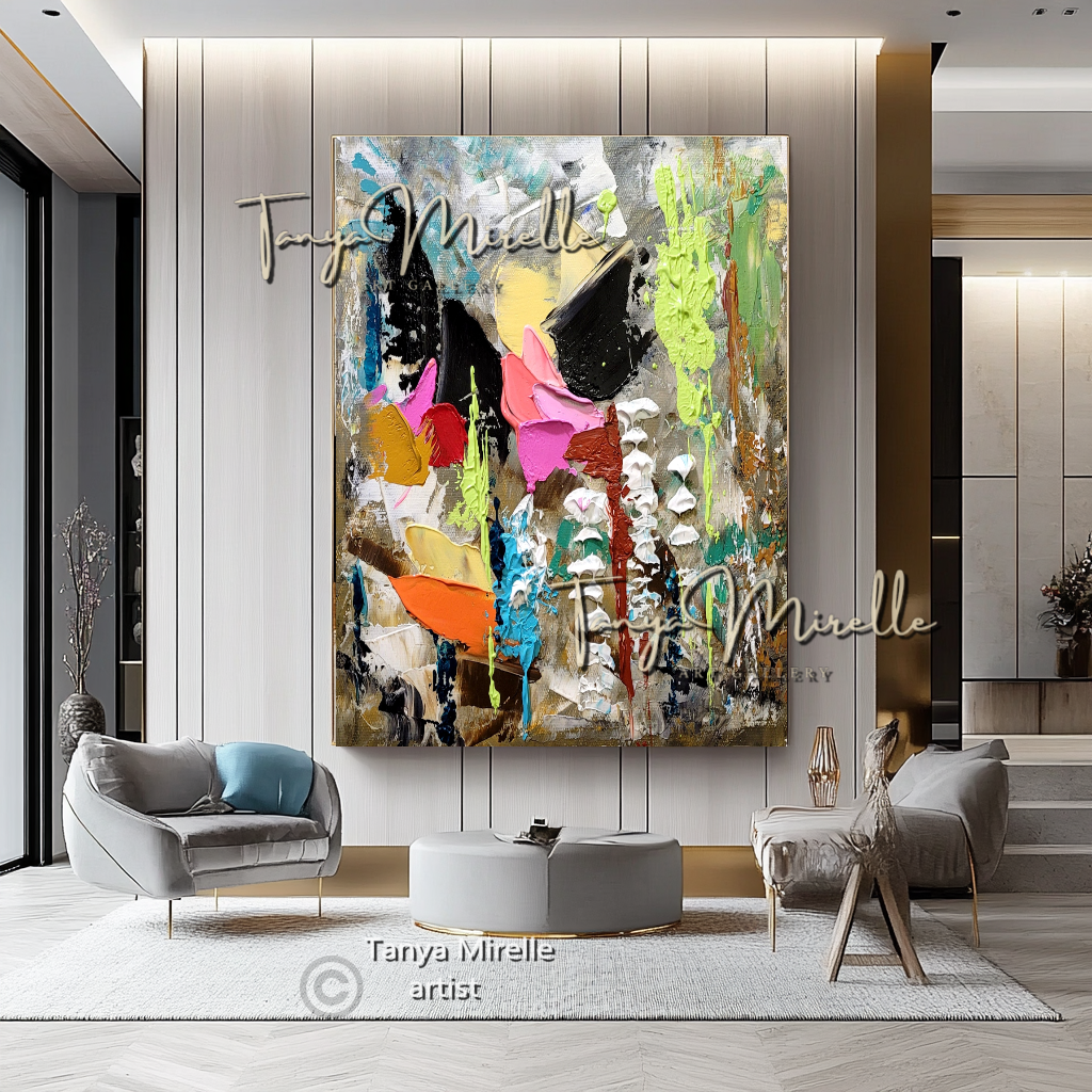 Large Abstract Impasto Painting - Textured Contemporary Wall Art Canvas #91