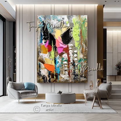 Large Abstract Impasto Painting - Textured Contemporary Wall Art Canvas #91