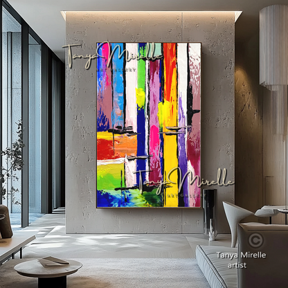 Abstract Painting - Colorful Impasto Oil Painting on Canvas #17, No Frame abstract art abstract expressionism artistic gift colorful painting contemporary painting creative painting dreamy art fine art gallery art handmade painting high-relief art home decor home office decor impasto oil painting kaleidoscope art large wall art living room art modern wall art multicolor abstract original artwork textured canvas thick paint strokes unique decor vibrant colors