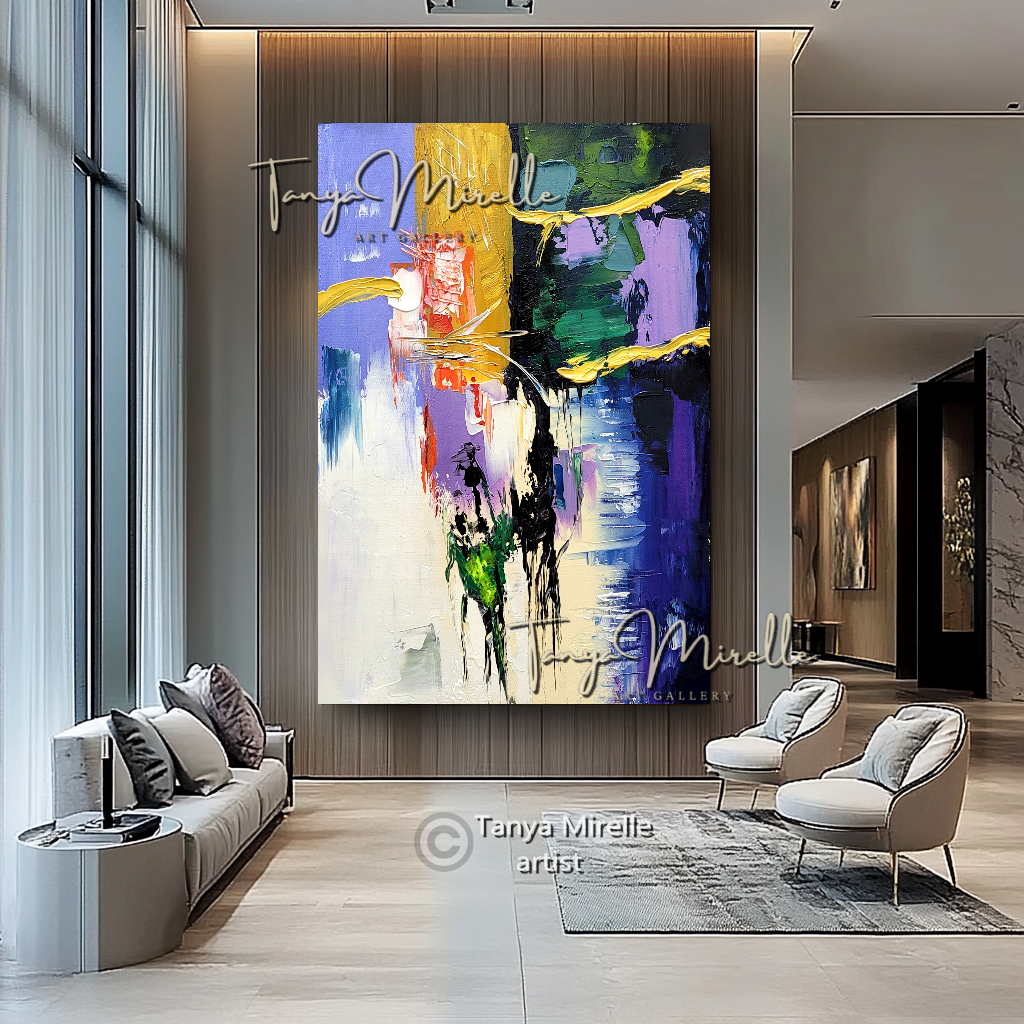 Vibrant Colorful Wall Art -  Modern Abstract Textured Painting #140