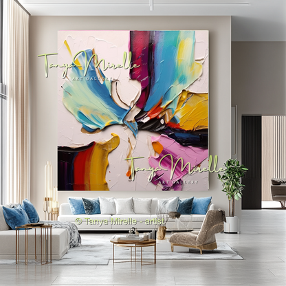 Colorful Textured Abstract Wall Art, Original Oil Painting #233