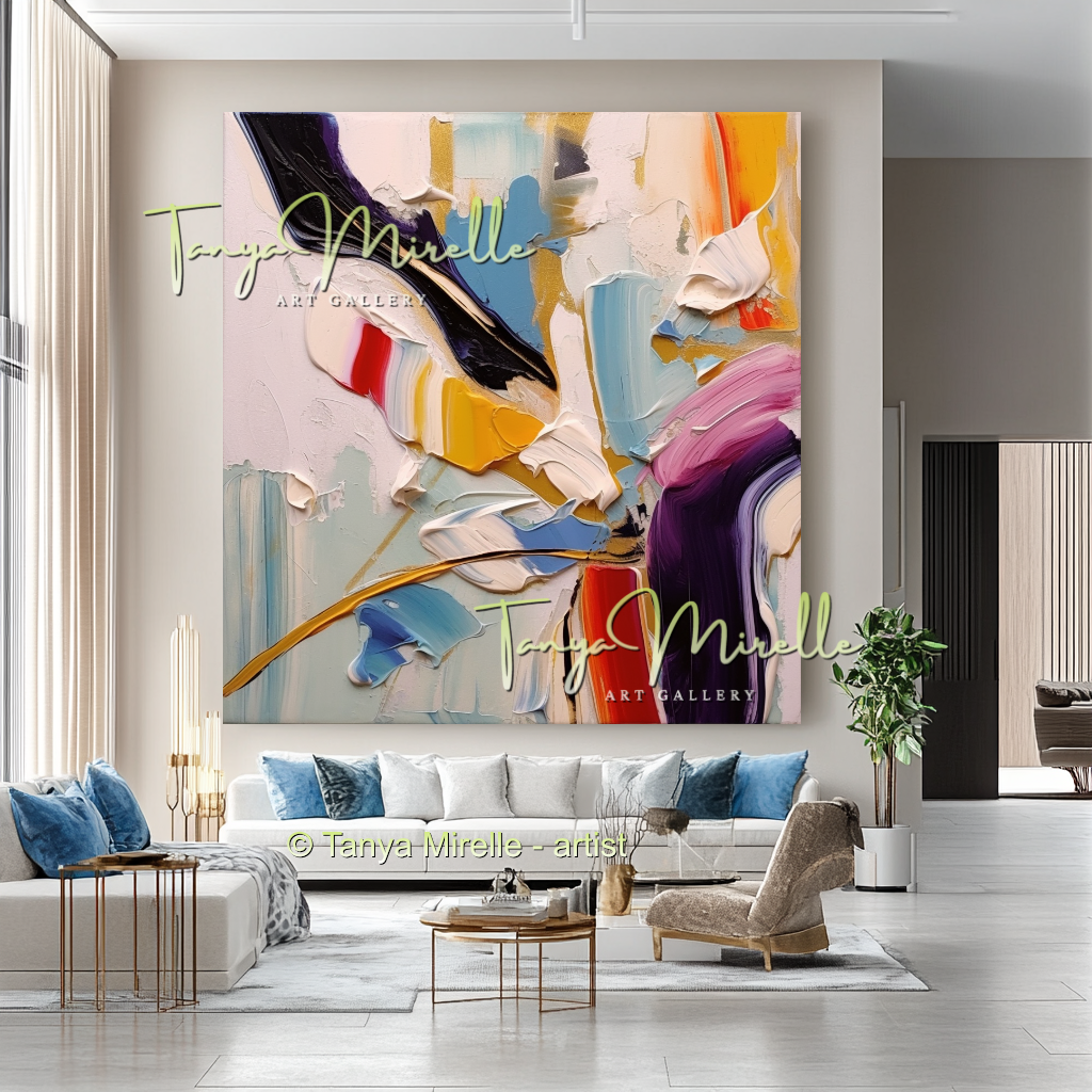 Colorful Textured Abstract Wall Art, Original Oil Painting #234