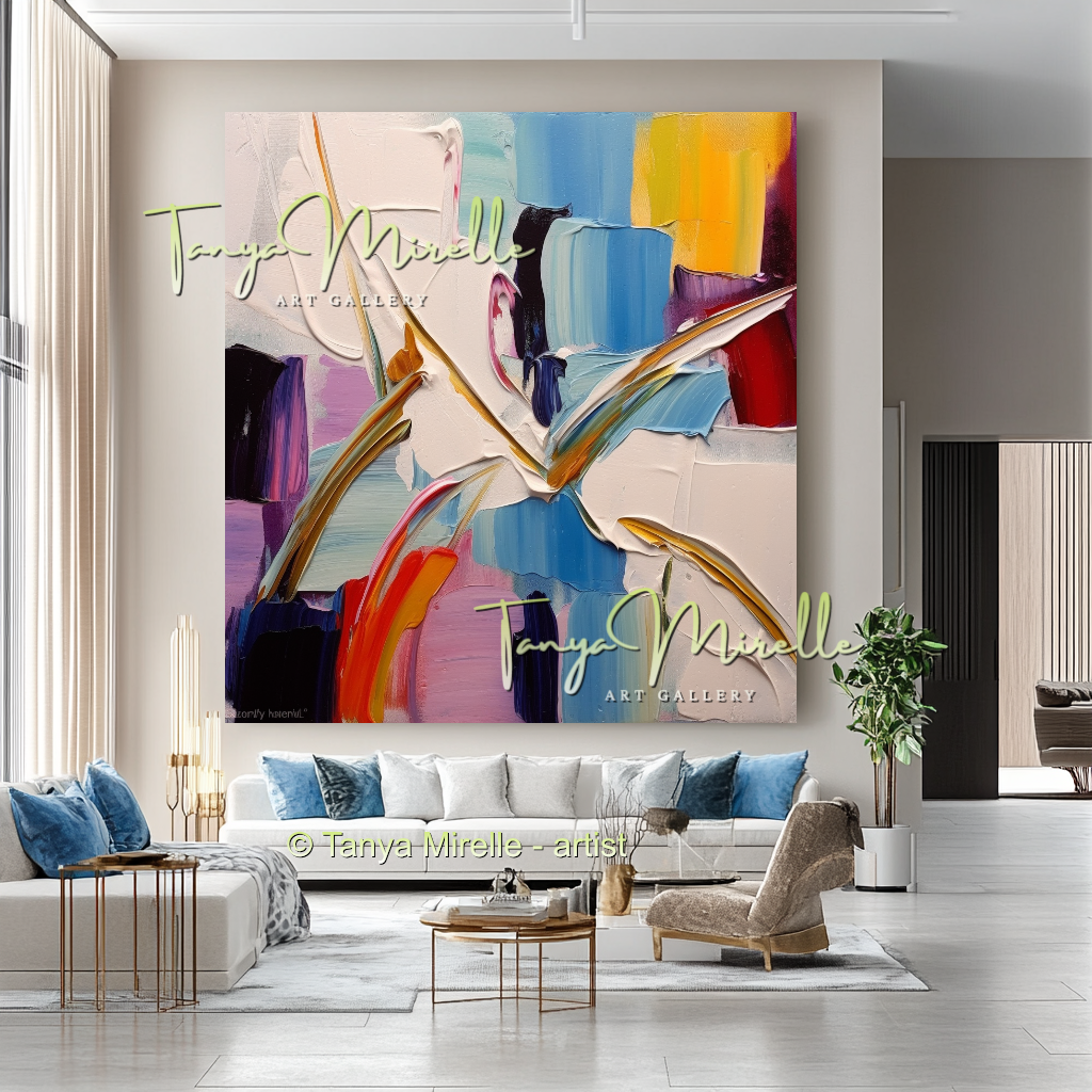 Colorful Textured Abstract Wall Art, Original Oil Painting #234