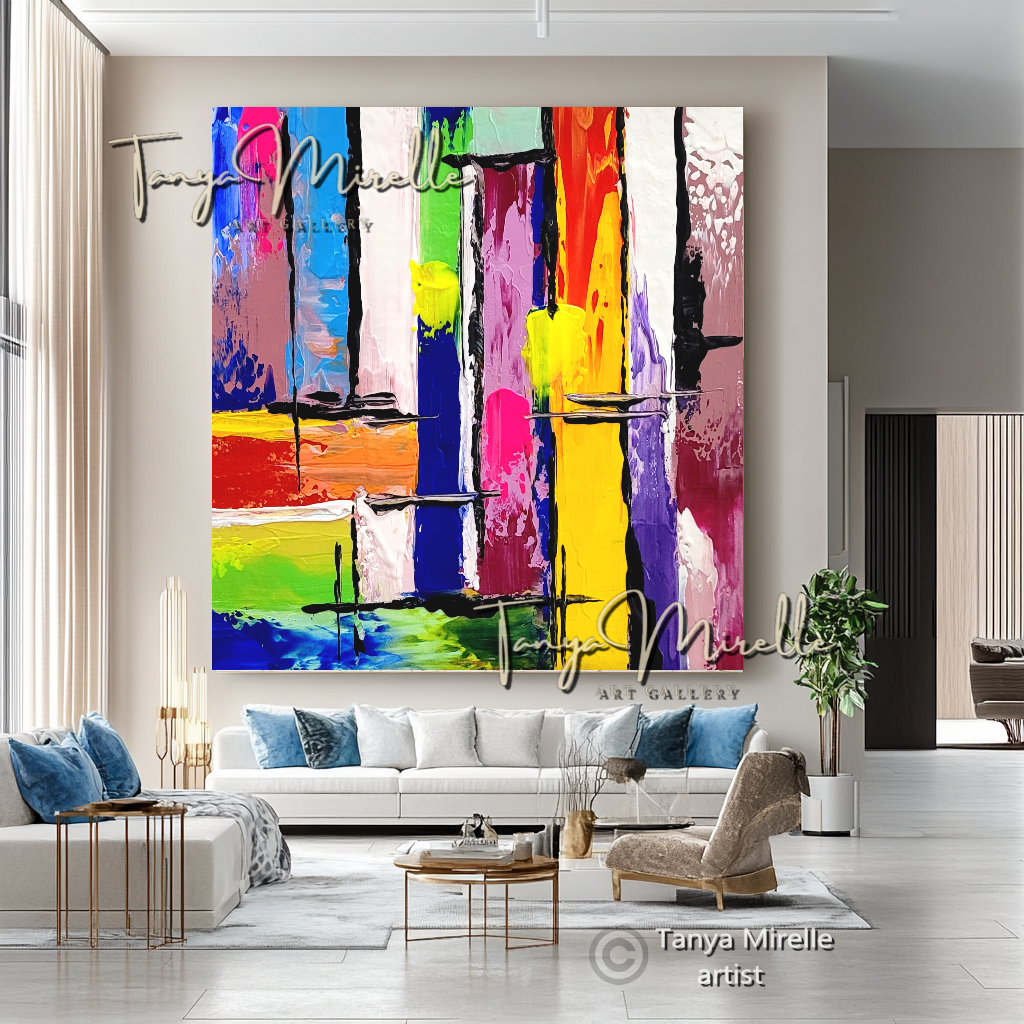 Abstract Painting - Colorful Impasto Oil Painting on Canvas #17, No Frame abstract art abstract expressionism artistic gift colorful painting contemporary painting creative painting dreamy art fine art gallery art handmade painting high-relief art home decor home office decor impasto oil painting kaleidoscope art large wall art living room art modern wall art multicolor abstract original artwork textured canvas thick paint strokes unique decor vibrant colors